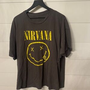 NIRVANA Charcoal Tee with Yellow Logo